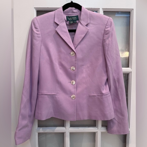LRL Ralph Lauren Women's Light Lilac Lavender 100% Silk Blazer Jacket Size 4 S - Picture 2 of 13
